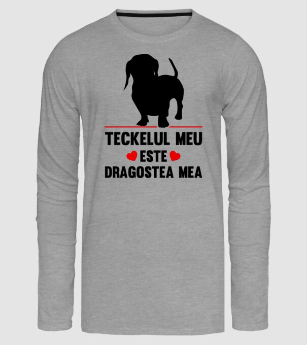teckelul meu este dragostea mea model gri pe tricou