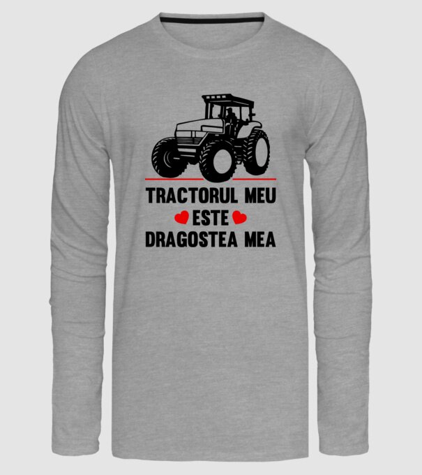 tractorul meu este dragostea mea model gri pe tricou