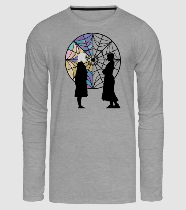 Wednesday and Enid model gri pe tricou