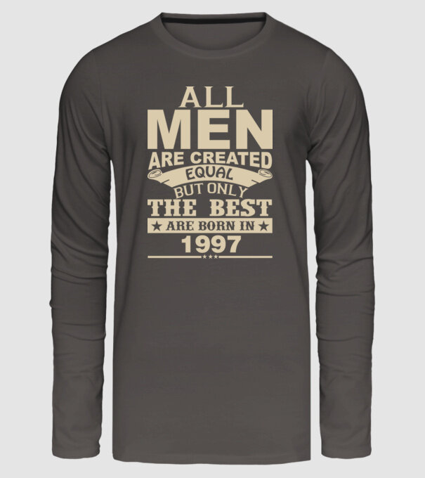 All men are created - 1997 model gri închis pe tricou