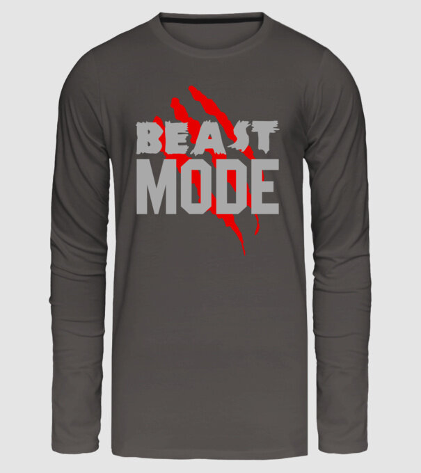 Beast mode model gri închis pe tricou