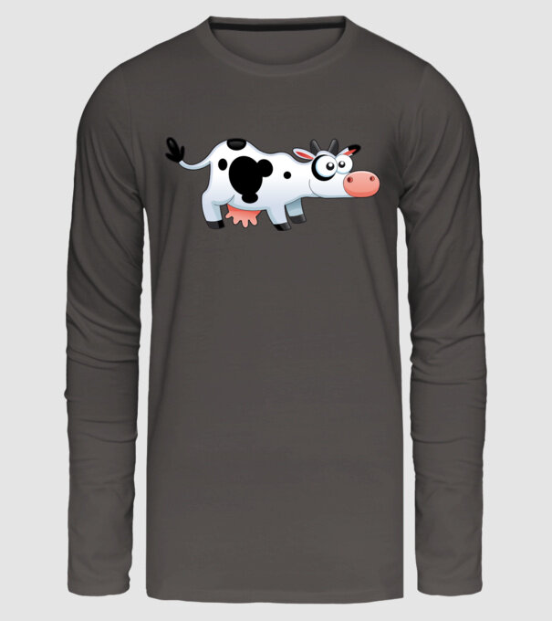 Cow model gri închis pe tricou