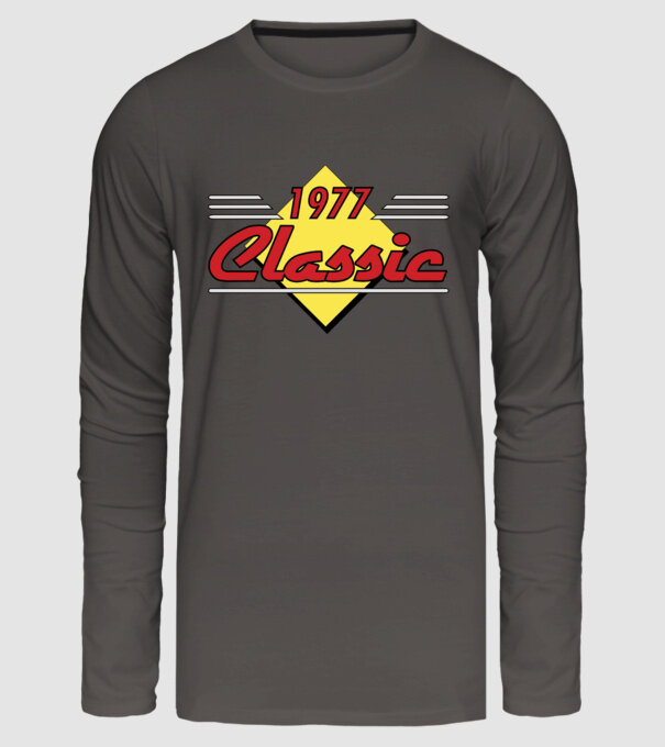 Classic - 1977 model gri închis pe tricou