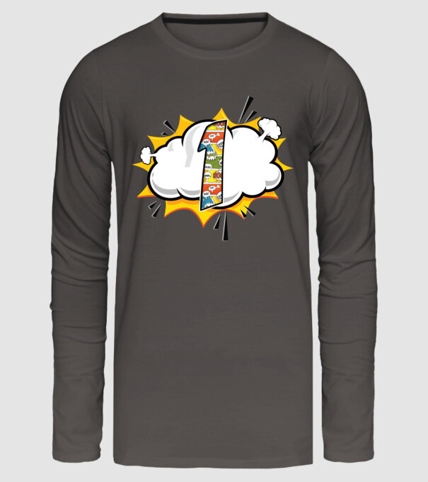Birthday Comic Number 1 model gri închis pe tricou