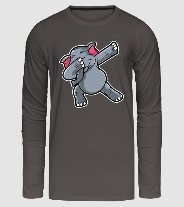 Elefant DAB model gri închis pe tricou