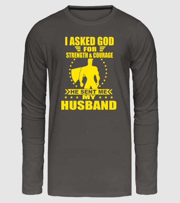 I-am cerut lui Dumnezeu putere și curaj soț eng model gri închis pe tricou
