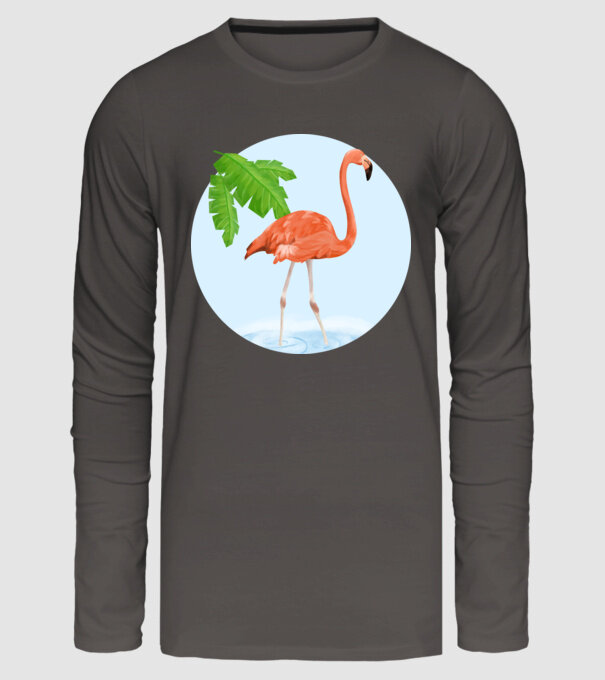 Flamingo model gri închis pe tricou