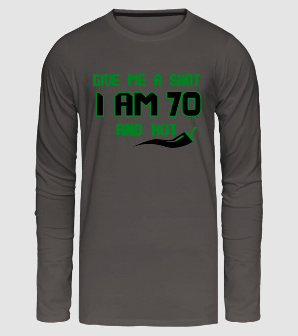 Give me a shot - 70 model gri închis pe tricou