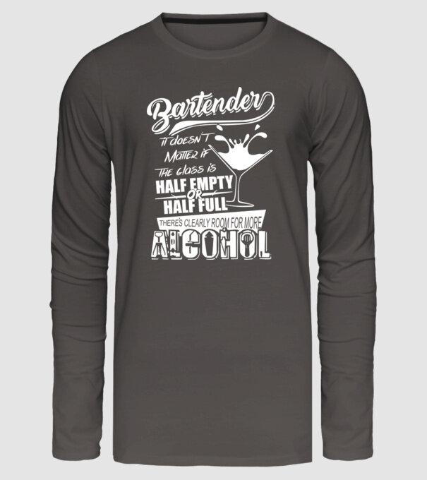 Half empty or half full model gri închis pe tricou