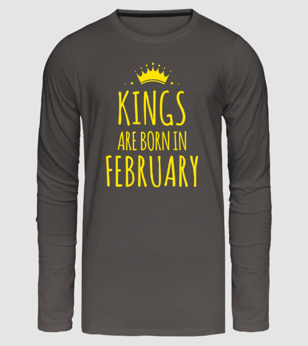 Kings are born in - February model gri închis pe tricou