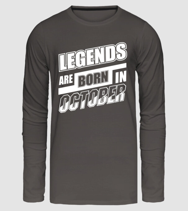 Legends are born in October model gri închis pe tricou