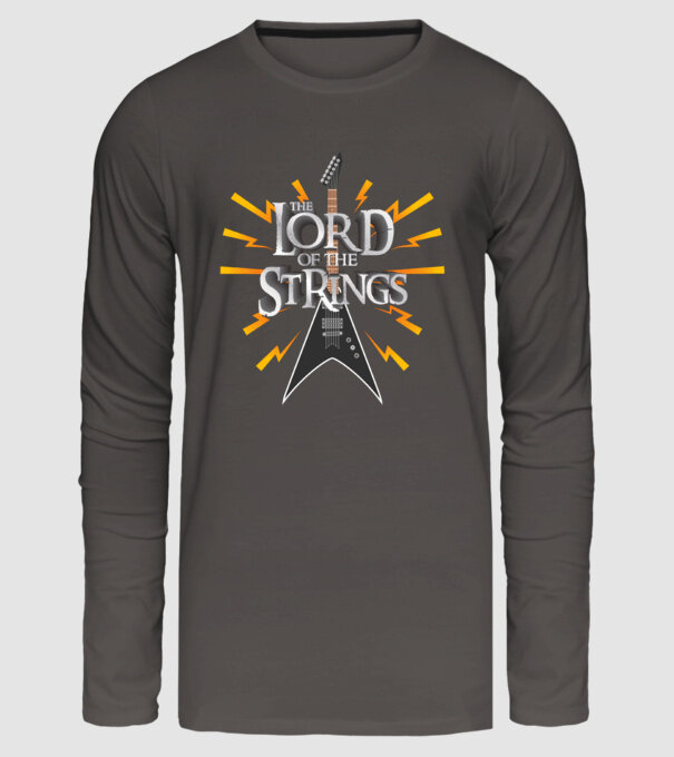 Lord of the Strings model gri închis pe tricou