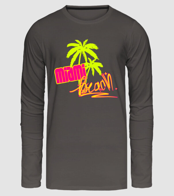 Miami beach model gri închis pe tricou