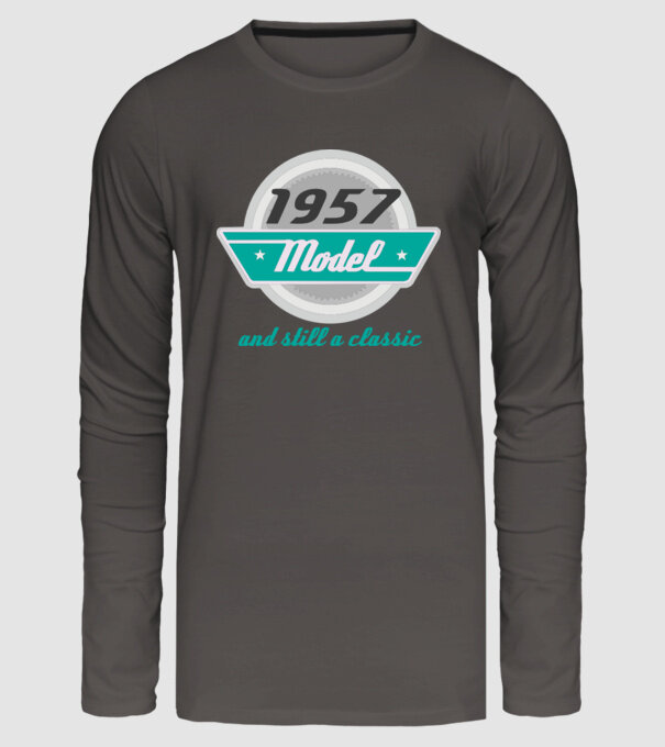 Model and still a classic - 1957 model gri închis pe tricou