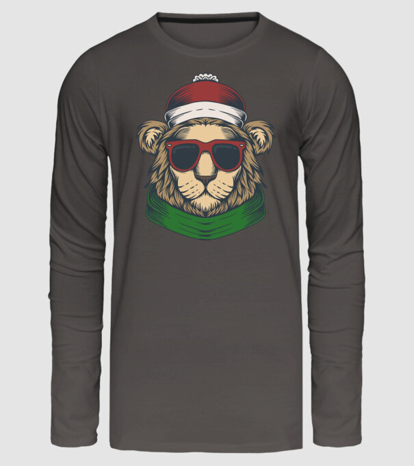 Leu Moș Crăciun model gri închis pe tricou