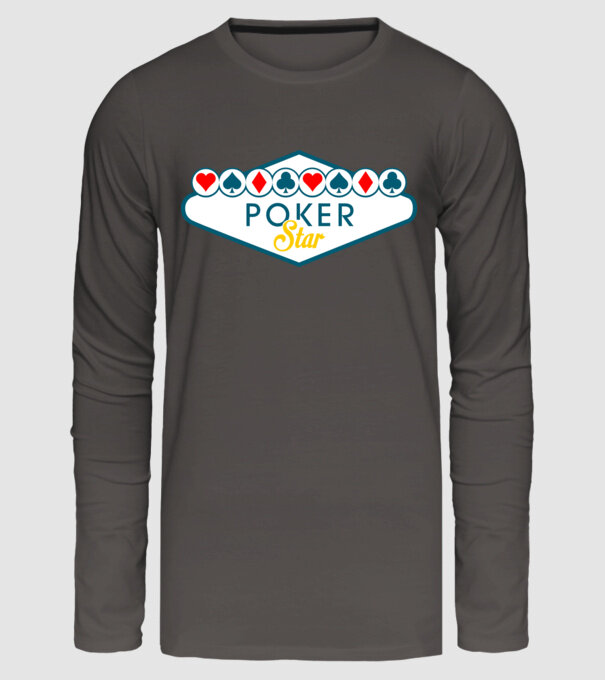 Star Poker model gri închis pe tricou