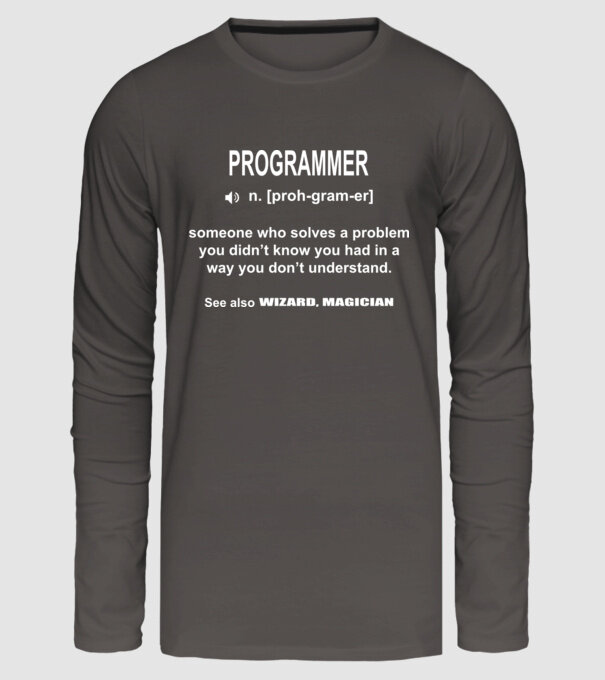 Programmer model gri închis pe tricou
