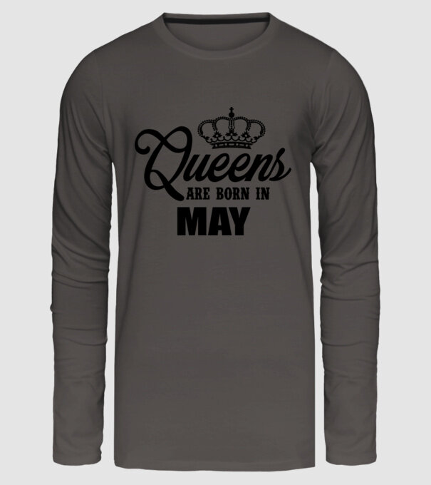 Queens are born in - May model gri închis pe tricou