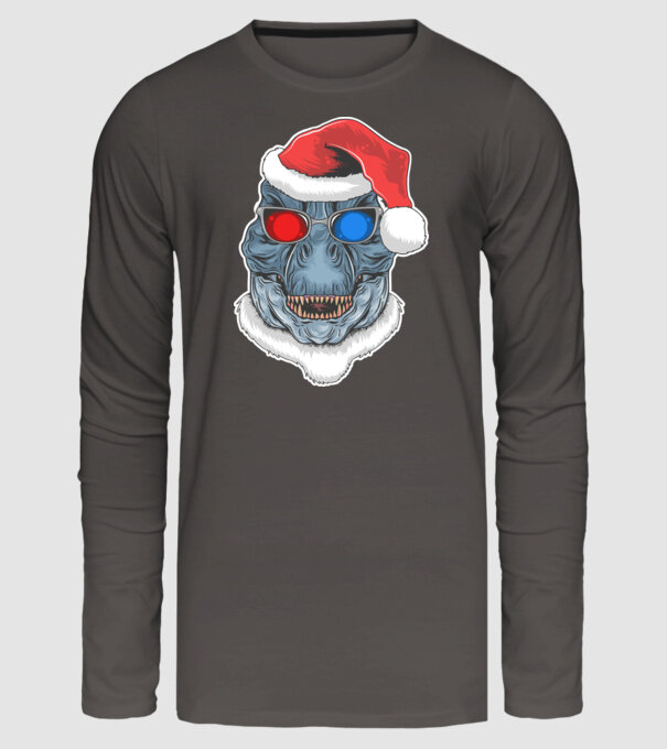 Santasaurus Rex model gri închis pe tricou