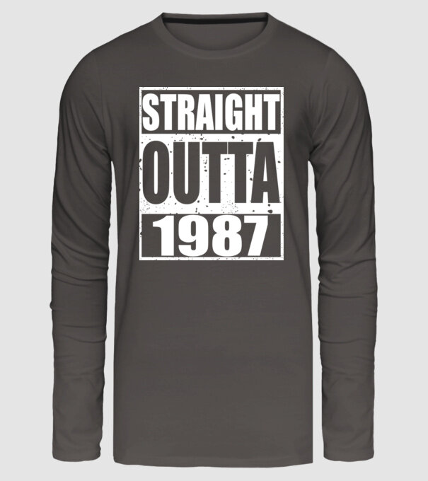 Straight Outta - 1987 model gri închis pe tricou