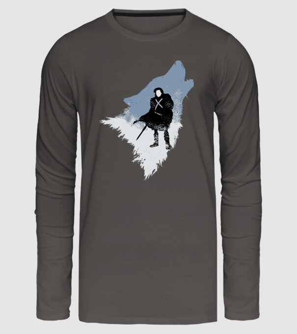 The Wolf model gri închis pe tricou