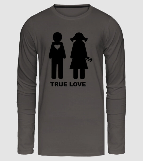 True Love model gri închis pe tricou