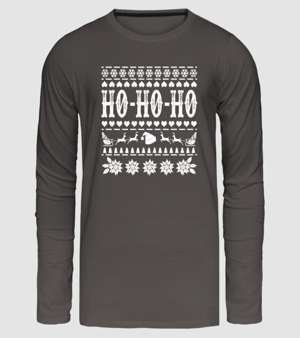 Ugly sweater hohoho model gri închis pe tricou