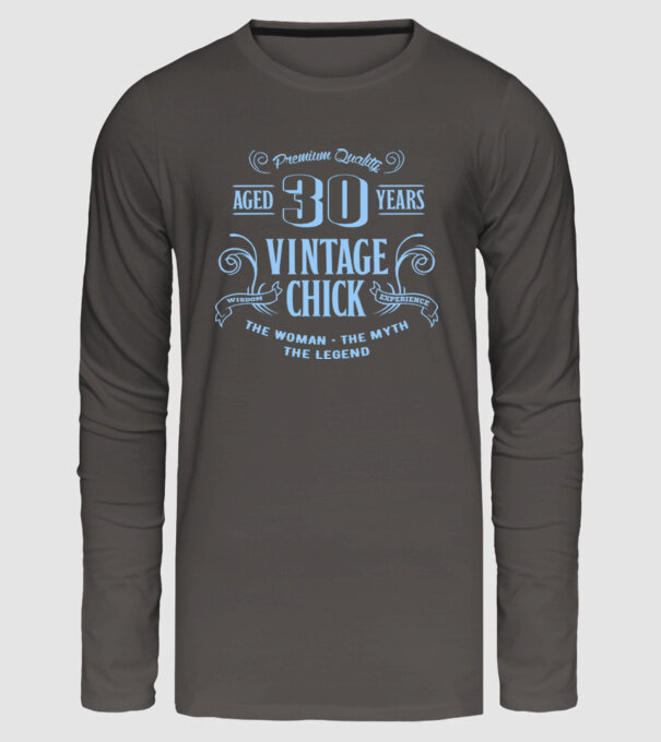 Vintage chick - 30 model gri închis pe tricou