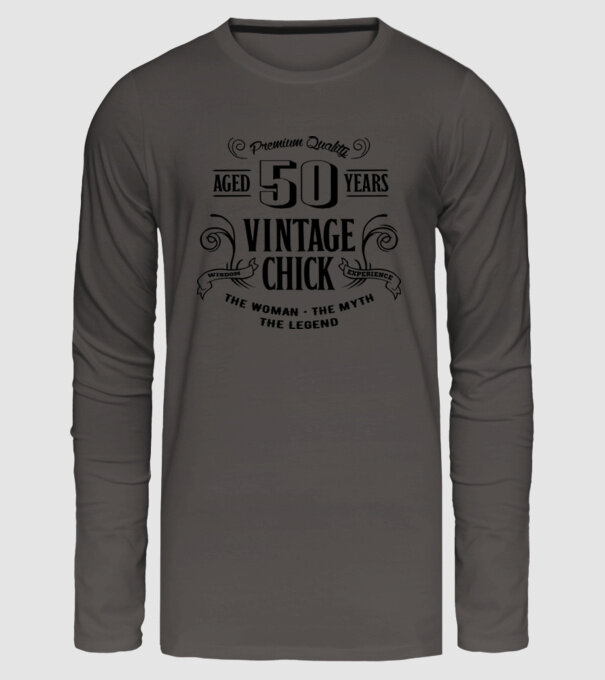 Vintage chick - 50 model gri închis pe tricou