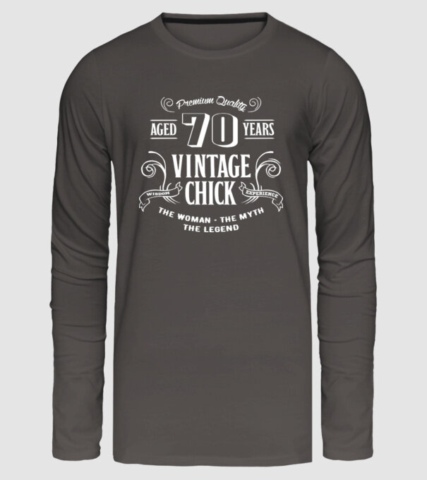 Vintage chick - 70 model gri închis pe tricou