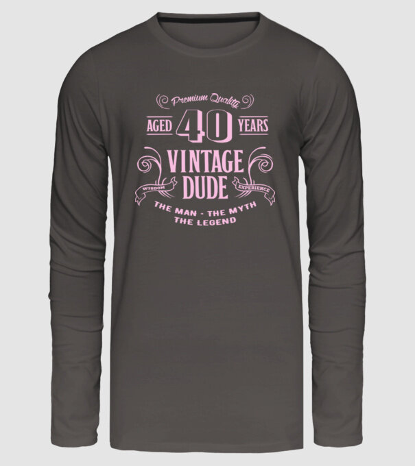 Vintage Dude - 40 model gri închis pe tricou