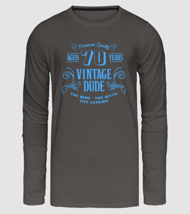 Vintage Dude - 70 model gri închis pe tricou