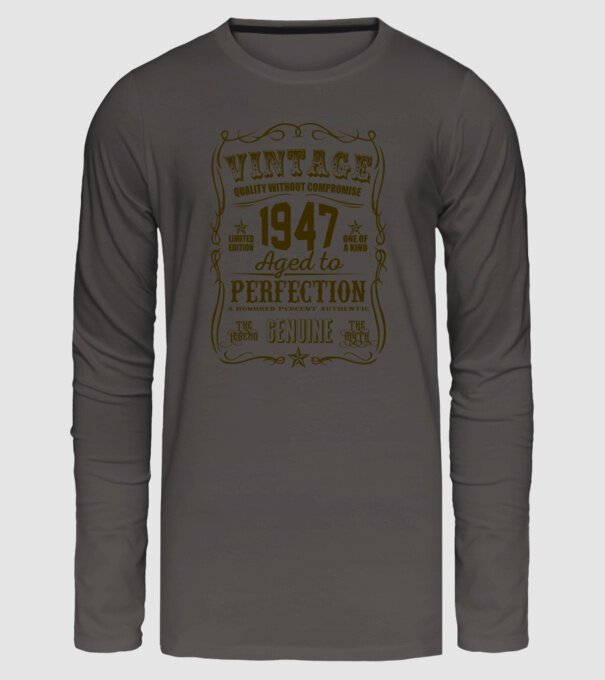 Vintage Perfection - 1947 model gri închis pe tricou