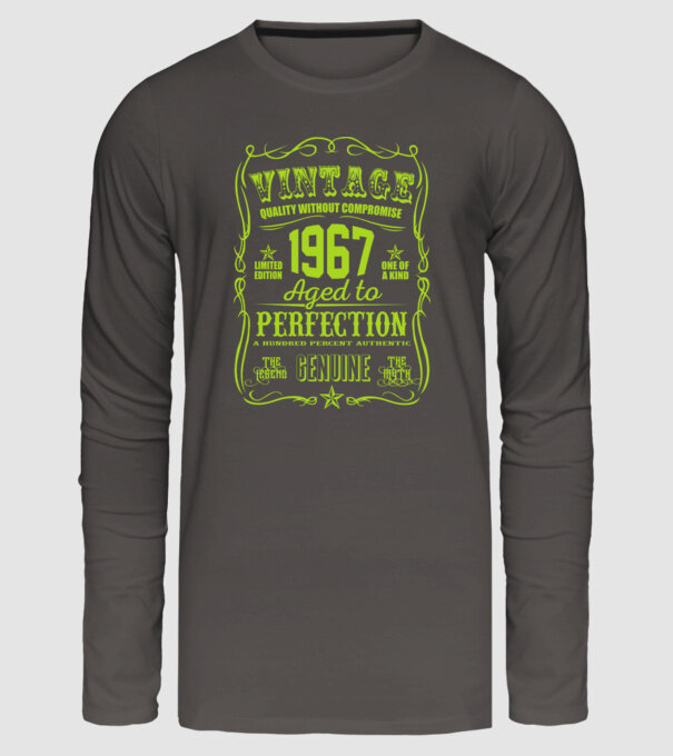 Vintage Perfection - 1967 model gri închis pe tricou