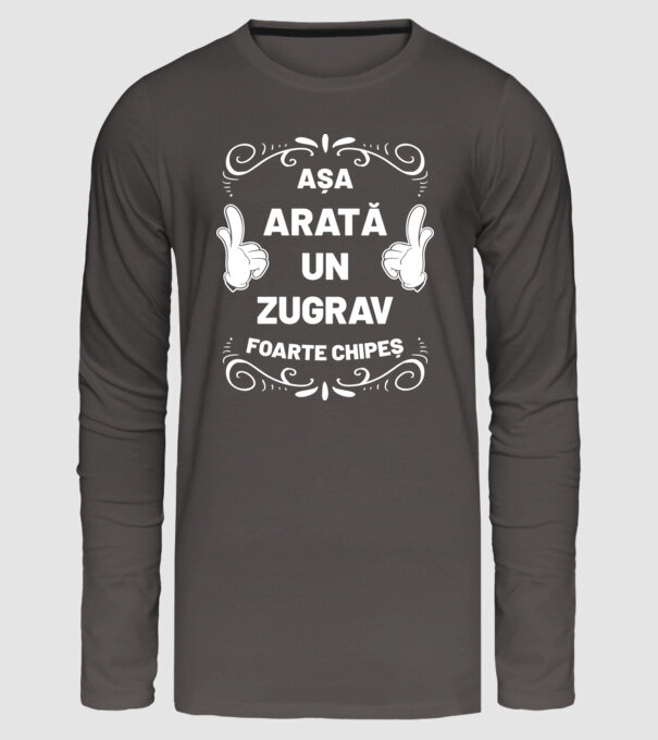 Așa arată un zugrav foarte chipeș model gri închis pe tricou