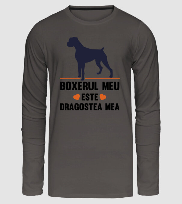 boxerul meu este dragostea mea model gri închis pe tricou