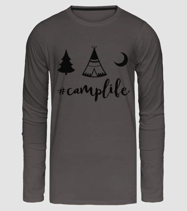 camplife model gri închis pe tricou