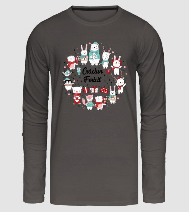 Crăciun Fericit model gri închis pe tricou
