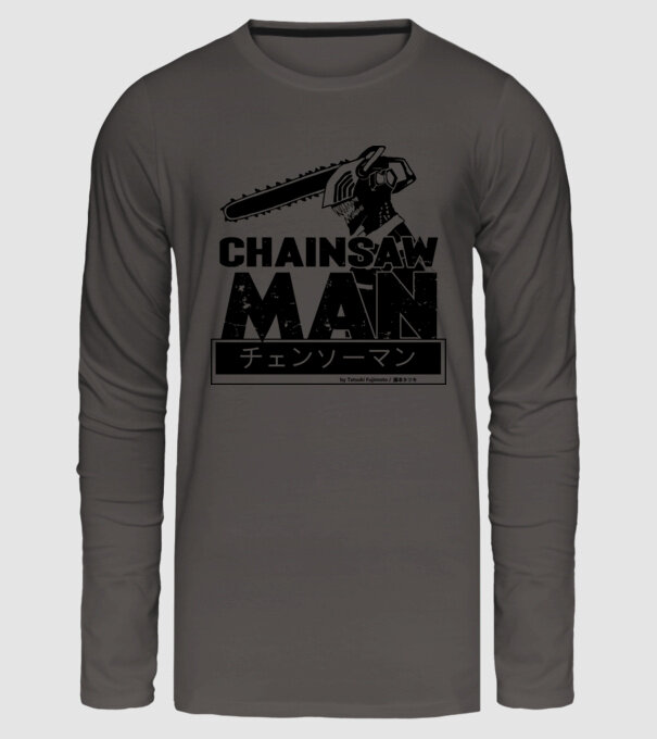 CSM - Chainsaw Man model gri închis pe tricou