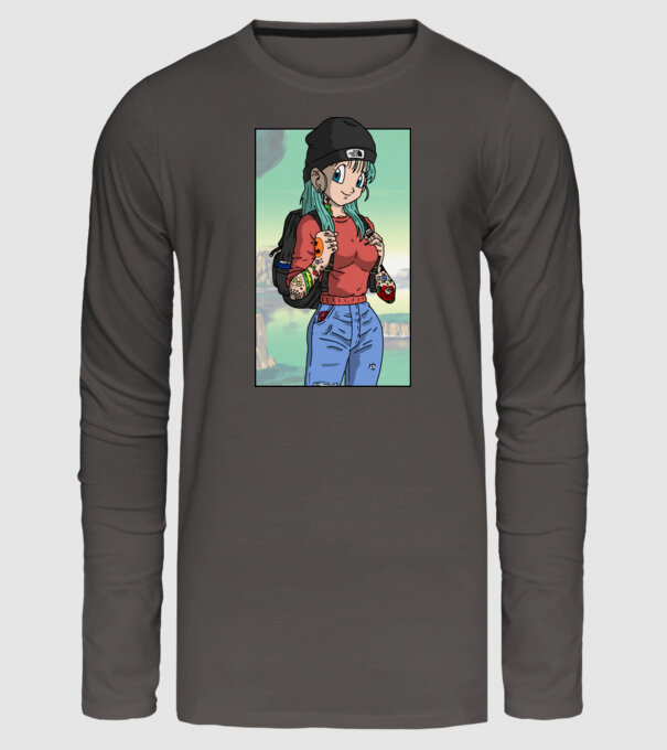 dragon ball bulma model gri închis pe tricou