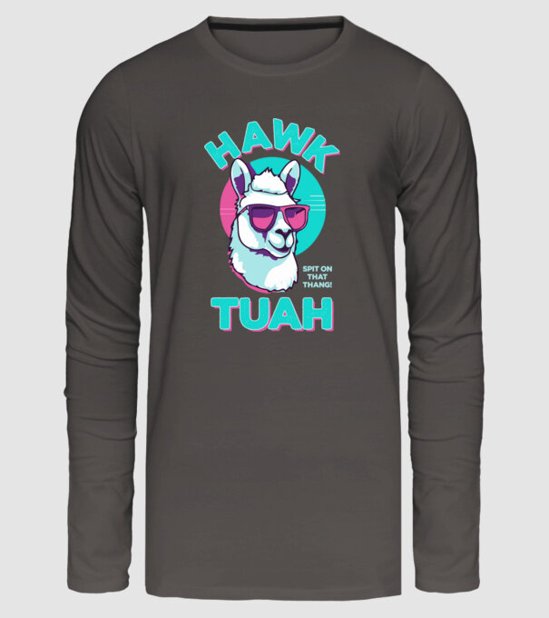 Hawk tuah llama retro sunglasses model gri închis pe tricou