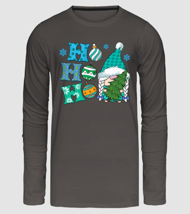 Ho-ho-ho gnome model gri închis pe tricou