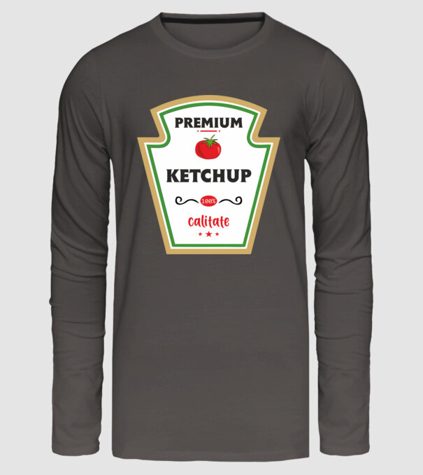 ketchup premium - calitate model gri închis pe tricou