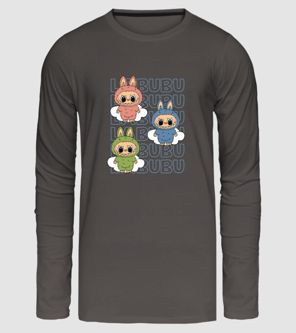 LABUBU model gri închis pe tricou