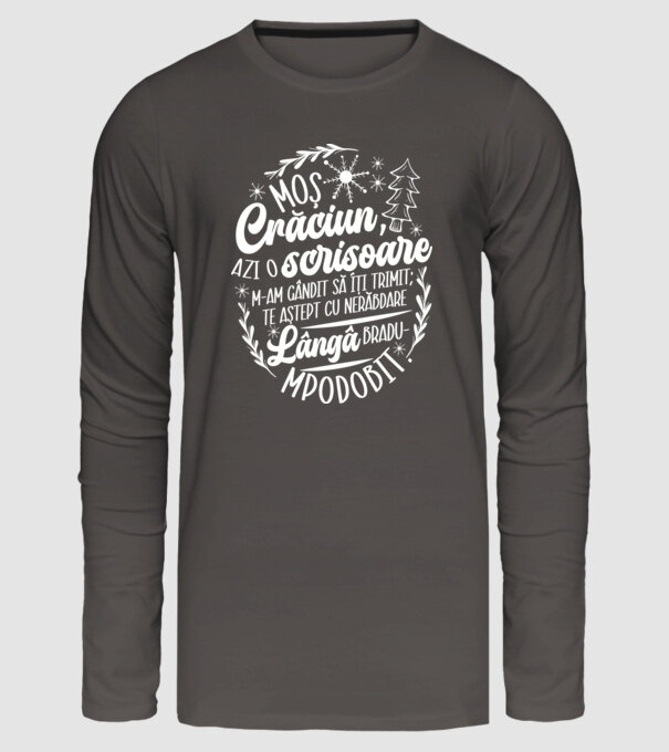 Moş Crăciun model gri închis pe tricou