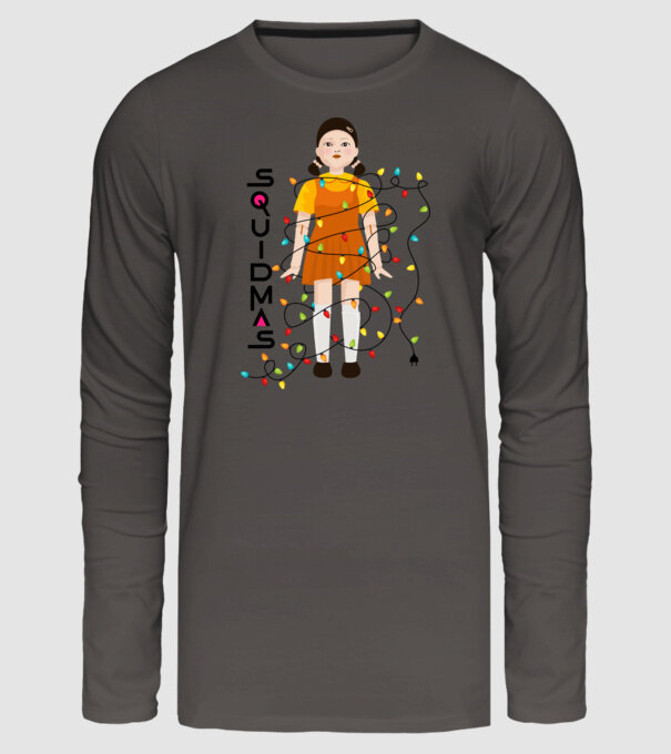squidmas girl model gri închis pe tricou