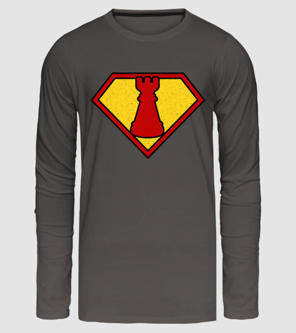 SuperChess turnul de sah model gri închis pe tricou