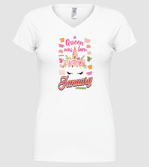 A queen was born in JANUÁR model alb pe tricou