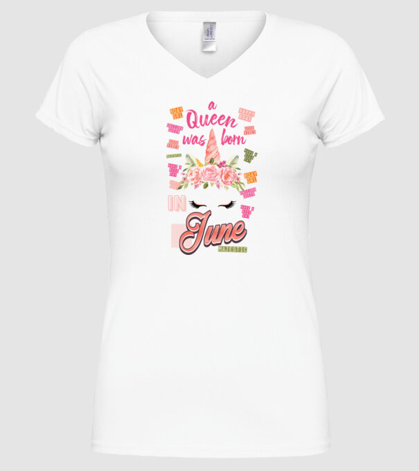 A queen was born in JÚNIUS model alb pe tricou
