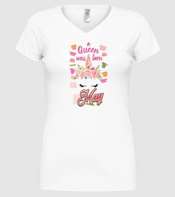 A queen was born in MÁJUS model alb pe tricou